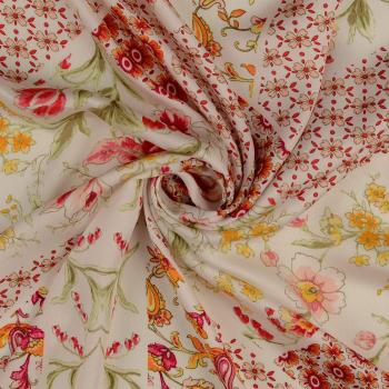 Viskose Satin rot-bunt